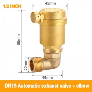 Brass automatic exhaust valve + elbow 1/2 inch 3/4 inch 1 inch